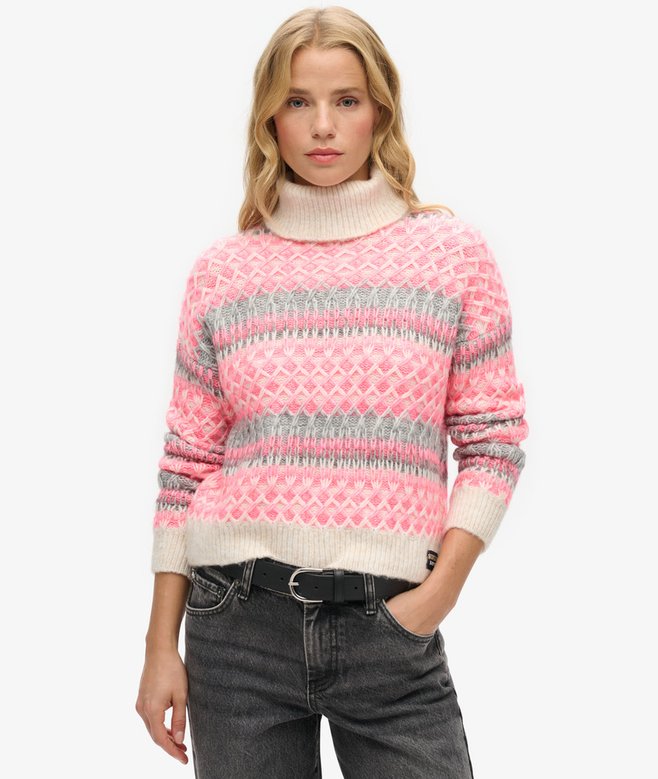 superdry Roll Neck Crop Knit Jumper