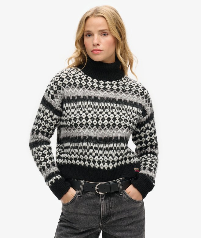 superdry Roll Neck Crop Knit Jumper