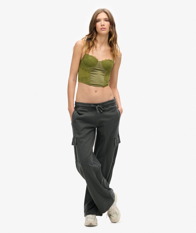 Superdry Satin And Mesh Lace Corset Top