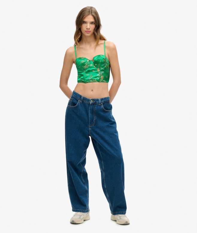 Superdry Satin Floral Embroidered Corset Top