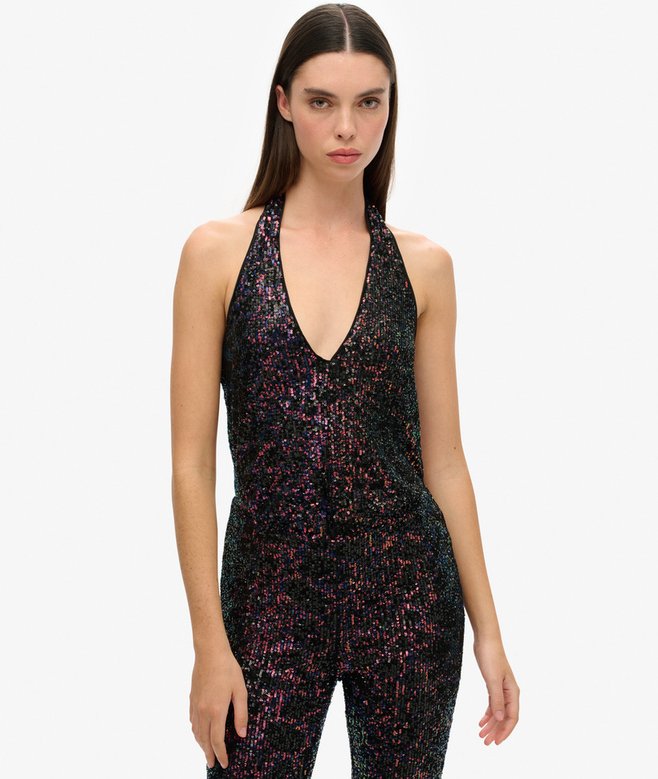 Superdry Sequin Halter Jumpsuit