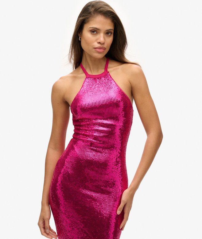 Superdry Sequin Halter Neck Midi Dress