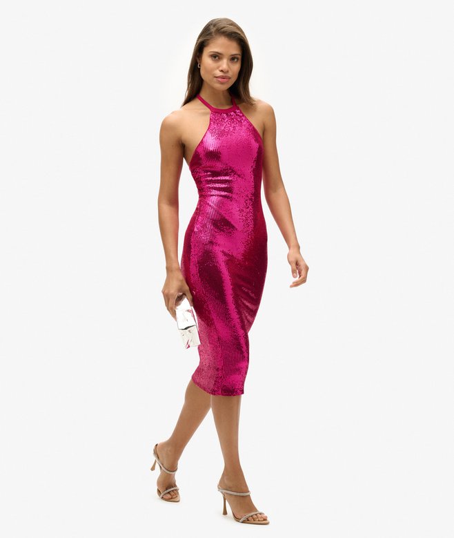 Superdry Sequin Halter Neck Midi Dress