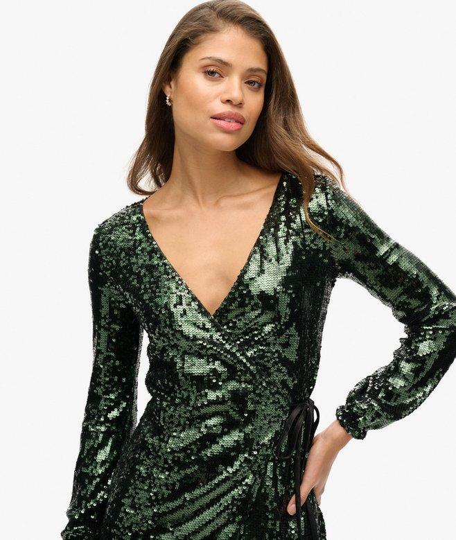 Superdry Sequin Wrap Maxi Dress
