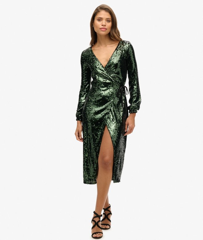 superdry Sequin Wrap Maxi Dress