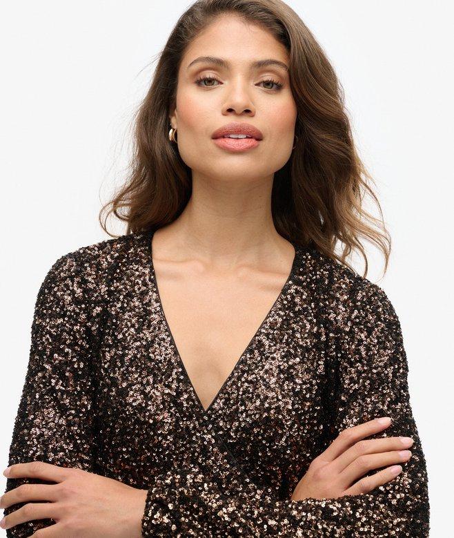 Superdry Sequin Wrap Mini Dress