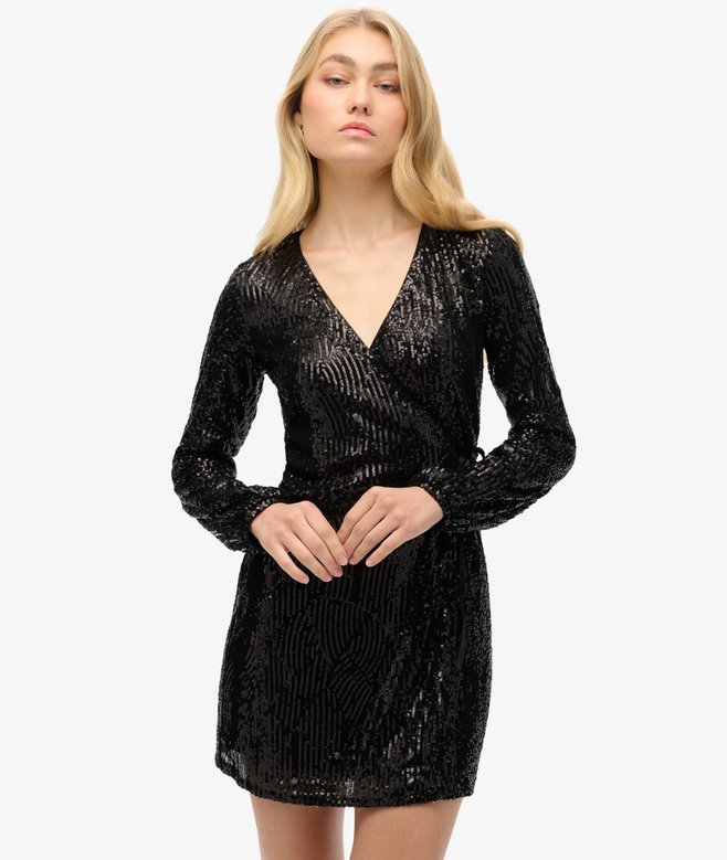 superdry Sequin Wrap Mini Dress