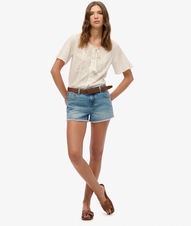 Superdry Short Sleeve Embroidered Button Top