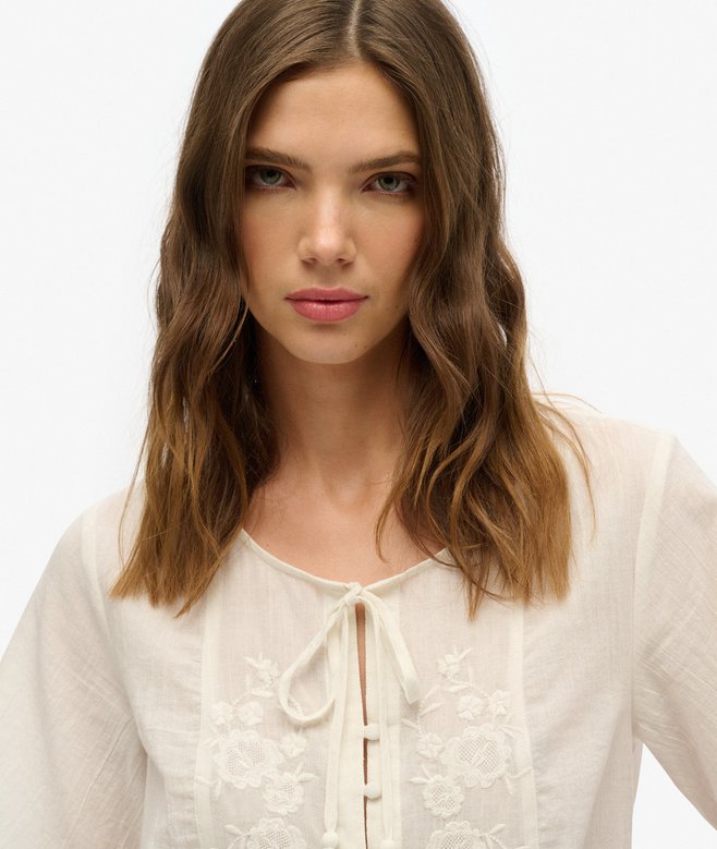 Superdry Short Sleeve Embroidered Button Top