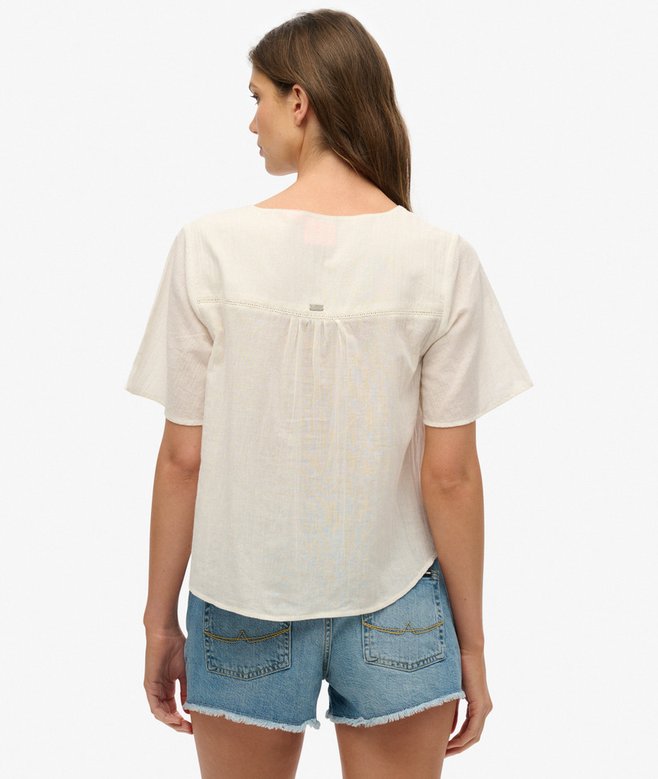 Superdry Short Sleeve Embroidered Button Top