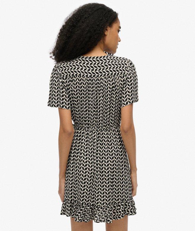 Superdry Short Sleeve Printed Mini Wrap Dress