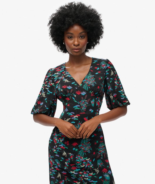 Superdry Short Sleeve Sheer Midi Dress