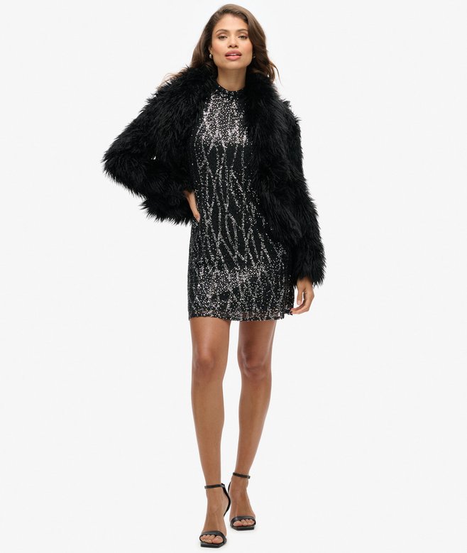 Superdry Sleeveless Sequin A Line Mini Dress