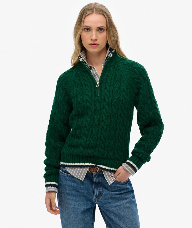 Superdry Slim Cable Half Zip Knit Jumper