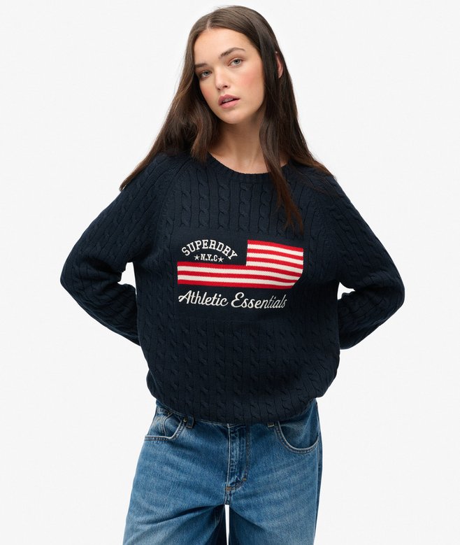 Superdry Slouchy Cable Flag Knit Jumper