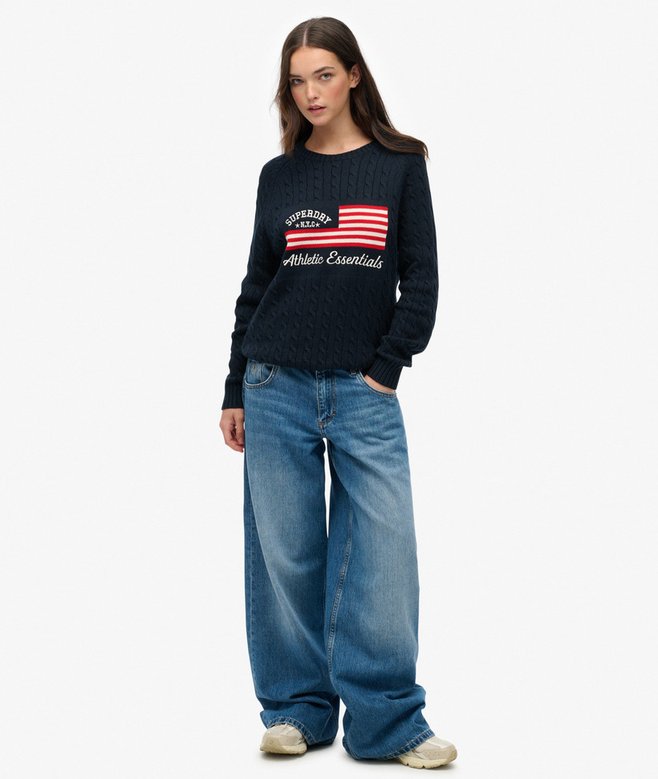 Superdry Slouchy Cable Flag Knit Jumper