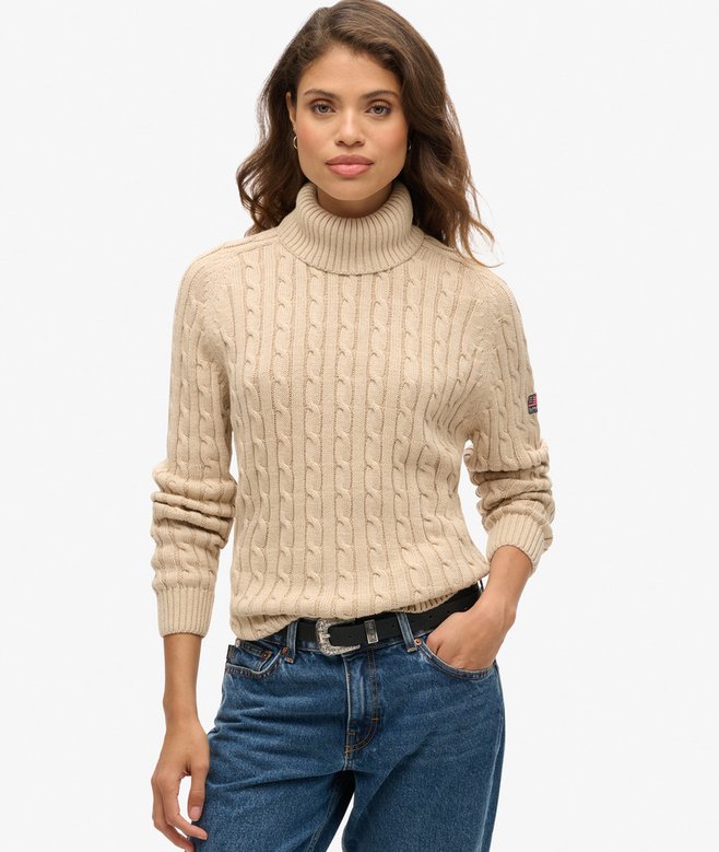 superdry Slouchy Cable Roll Neck Jumper