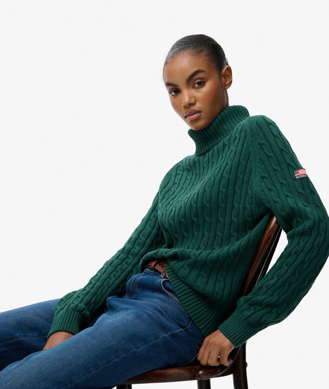 Superdry Slouchy Cable Roll Neck Jumper