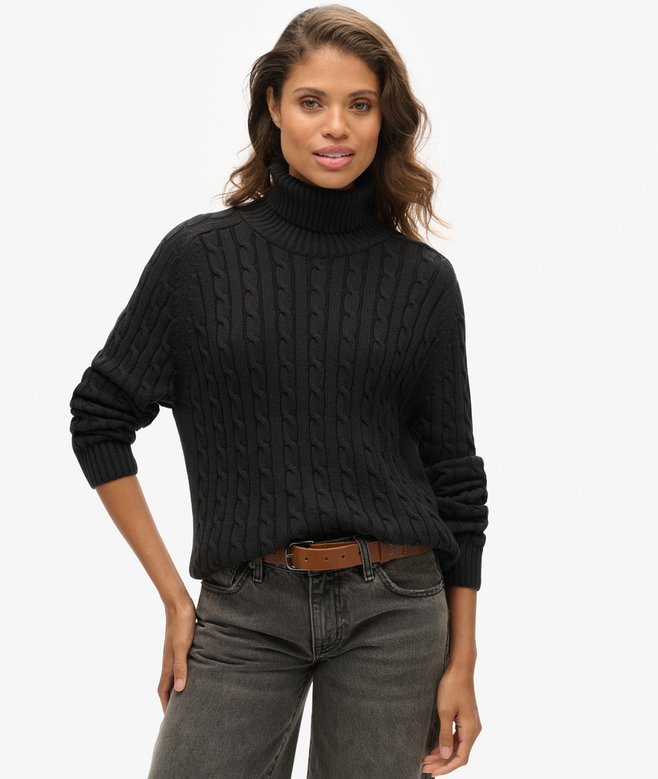 superdry Slouchy Cable Roll Neck Jumper