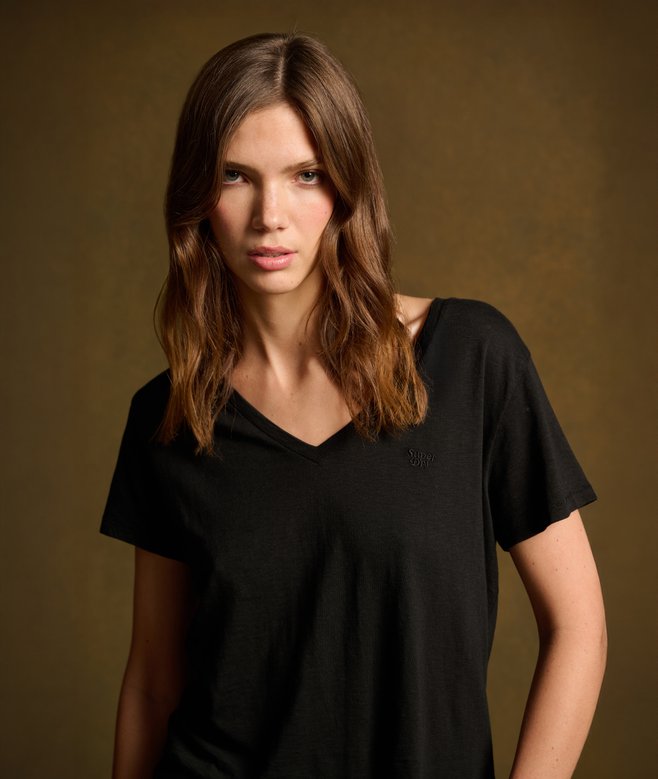 superdry Slub Embroidered V-Neck T-Shirt