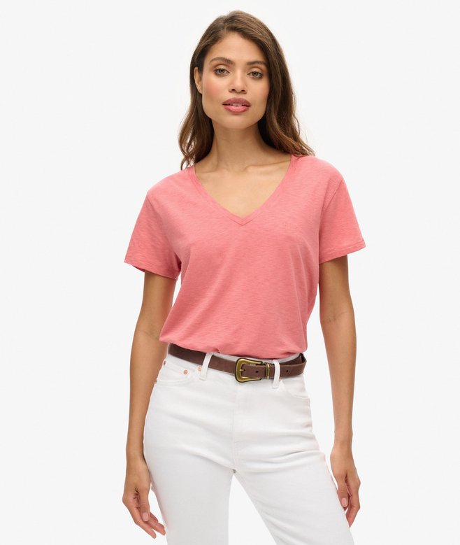 superdry Slub Embroidered V-Neck T-Shirt