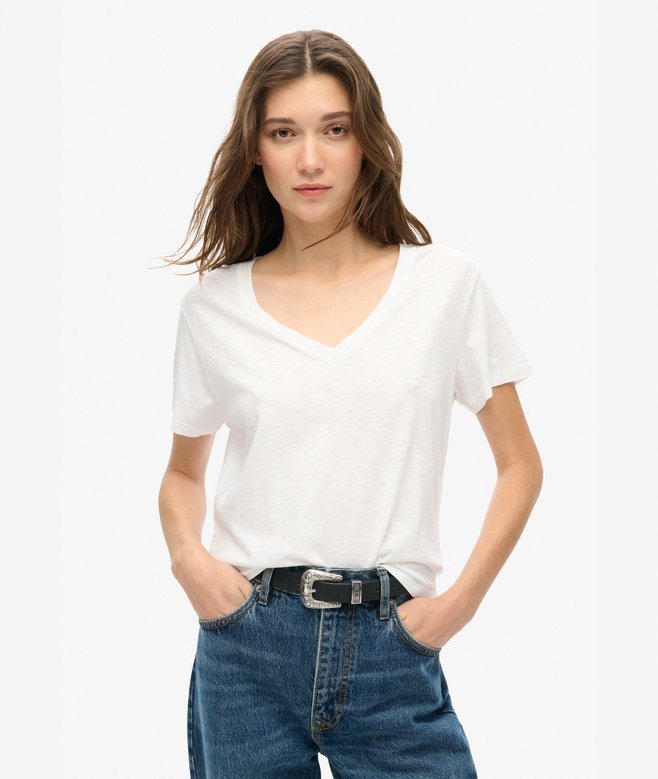 Superdry Slub Embroidered V-Neck T-Shirt