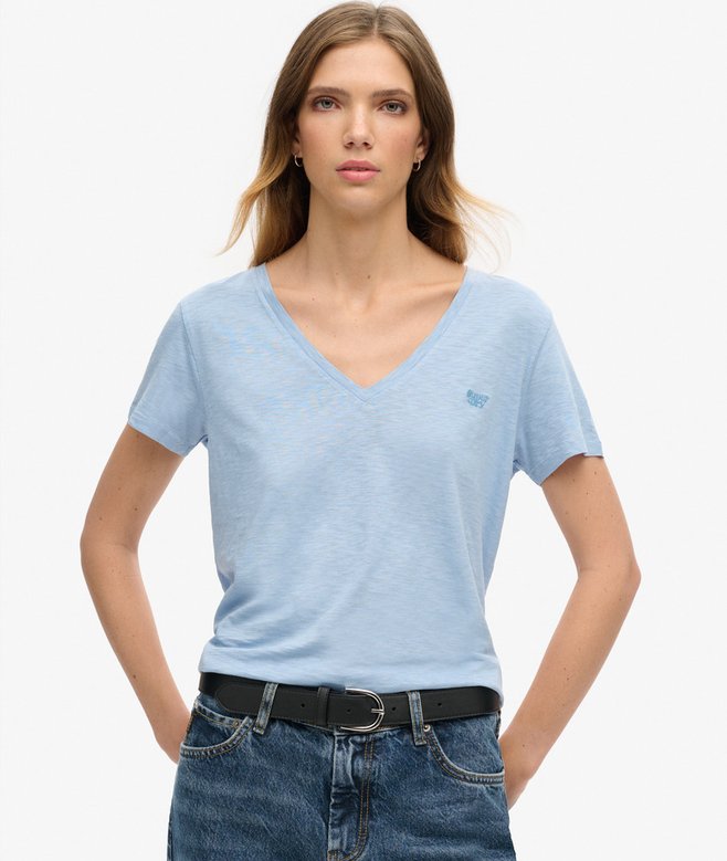 superdry Slub Embroidered V-Neck T-Shirt