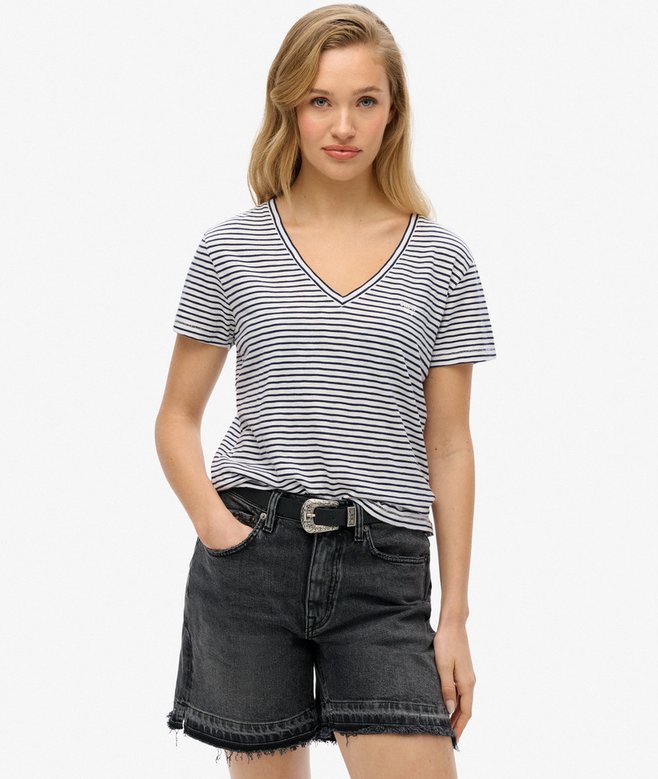 superdry Slub Embroidered V-Neck T-Shirt