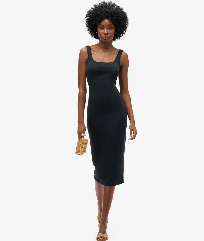 superdry Square Neck Jersey Midi Dress