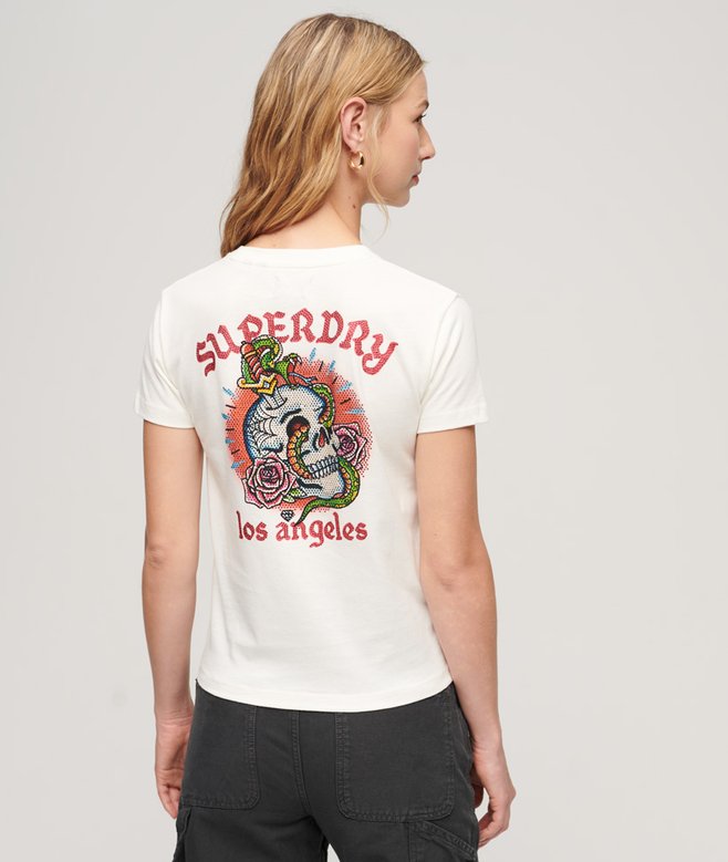 Superdry Tattoo Rhinestone Fitted T-Shirt