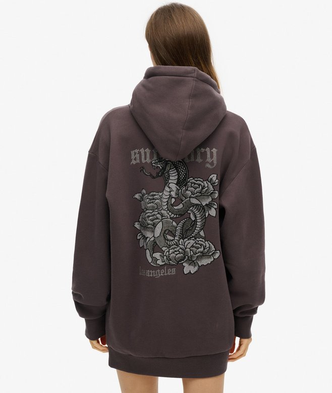 superdry Tattoo Rhinestone Hooded Dress