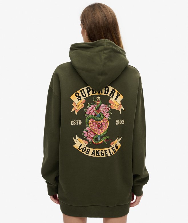 superdry Tattoo Rhinestone Hooded Dress