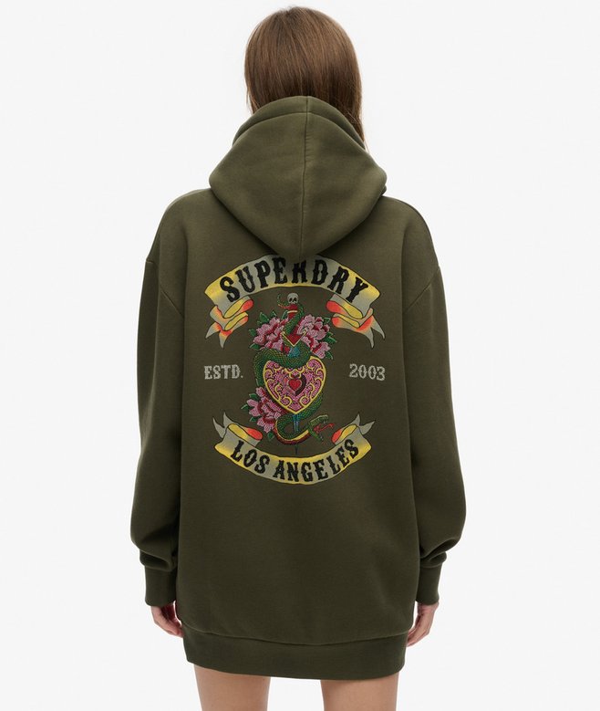 superdry Tattoo Rhinestone Hoodie Dress