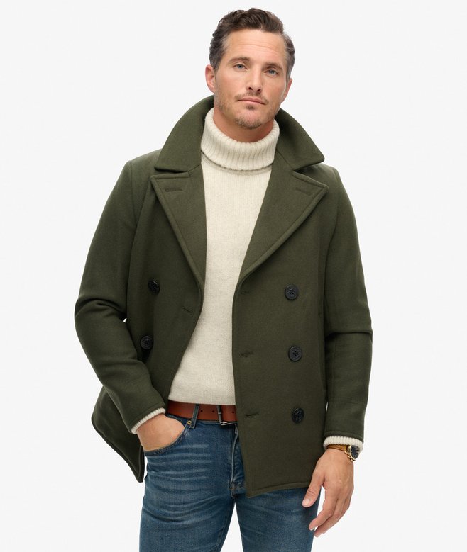 superdry The Merchant Store - Wool Blend Pea Coat
