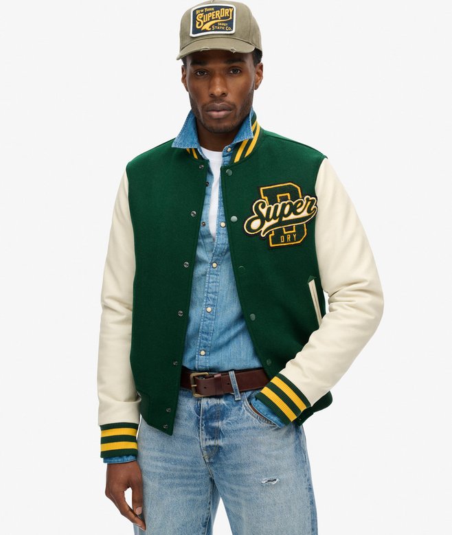superdry Varsity Wool Bomber Jacket