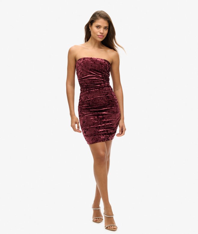 superdry Velvet Bandeau Mini Dress