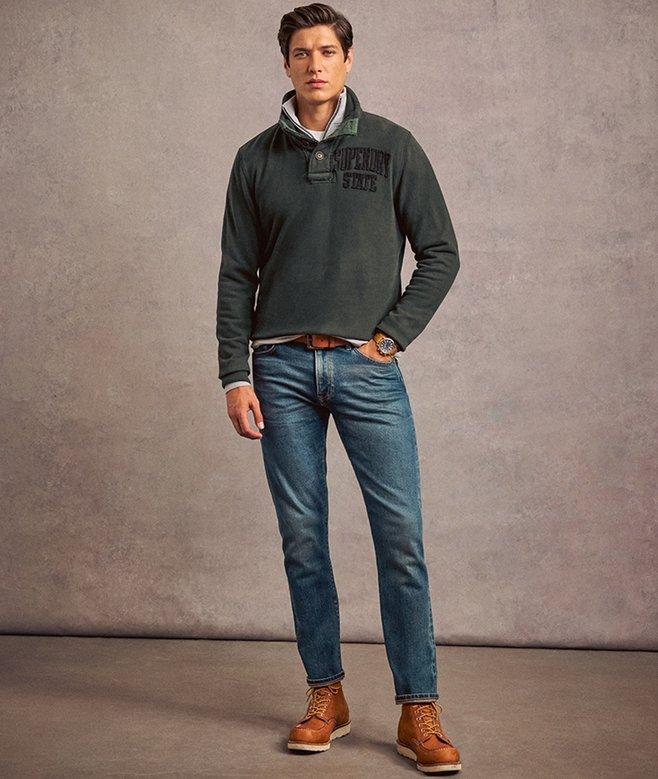 superdry Vintage Athletic Half Button Jumper