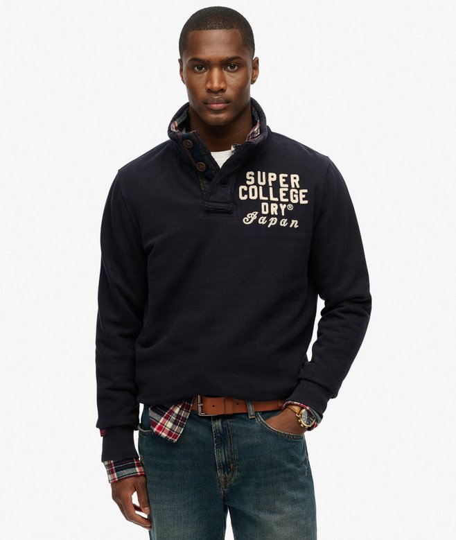 superdry Vintage Athletic Half Button Jumper