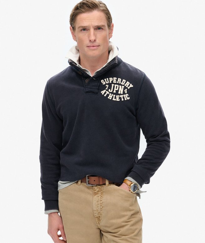 superdry Vintage Athletic Half Button Sweatshirt