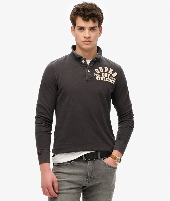 superdry Vintage Athletic Long Sleeve Polo Shirt