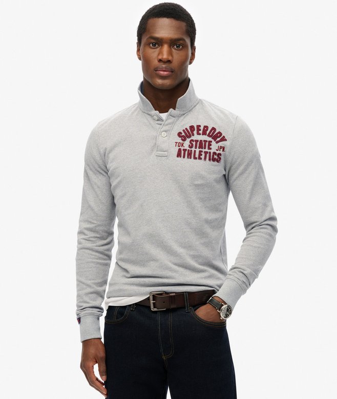 superdry Vintage Athletic Long Sleeve Polo Shirt