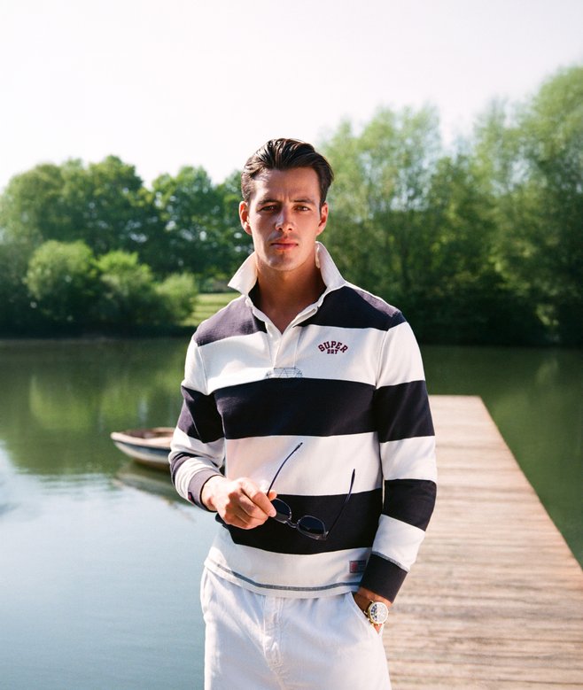 superdry Vintage Athletic Stripe Rugby Top