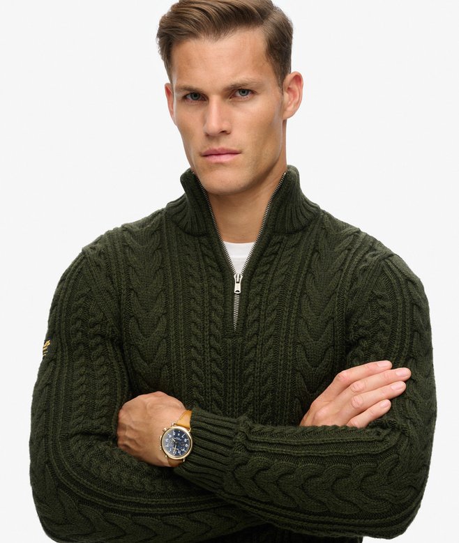 Superdry Vintage Jacob Cable Knit Half Zip Jumper