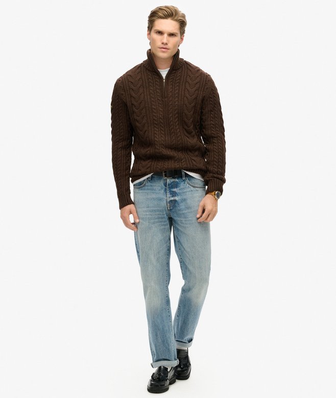 Superdry Vintage Jacob Cable Knit Half Zip Jumper