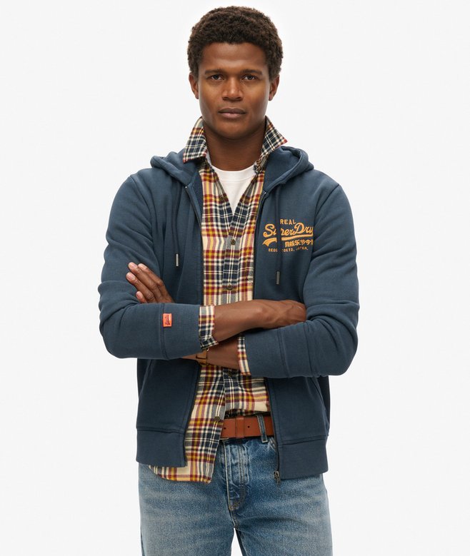 superdry Vintage Logo Embroidered Zip Hoodie