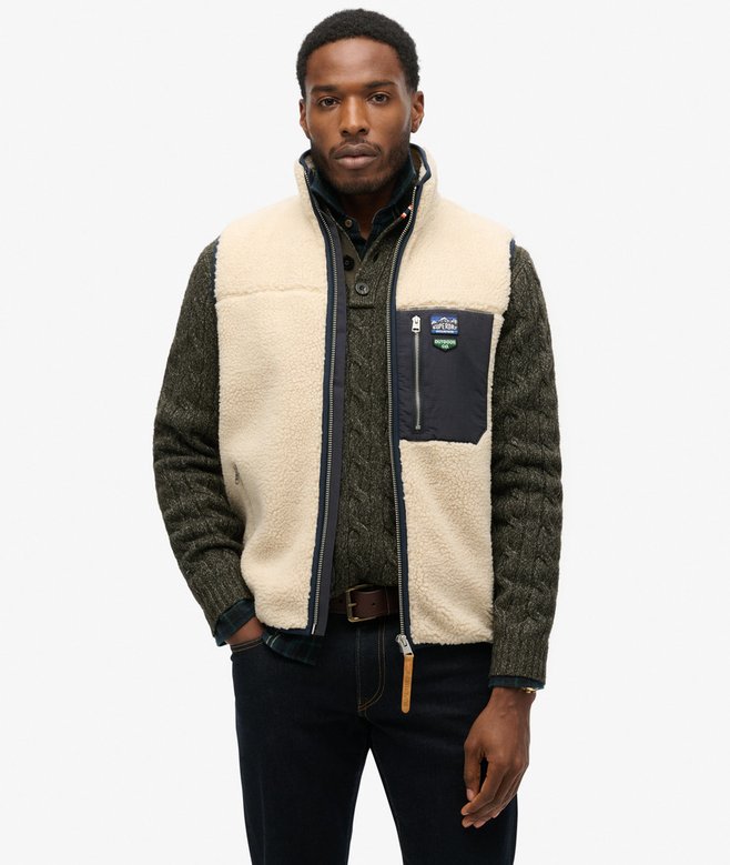 superdry Vintage Retro Borg Fleece Gilet