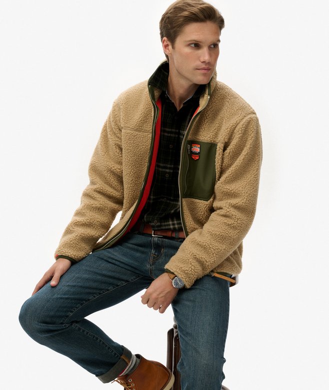 superdry Vintage Retro Borg Fleece Jacket