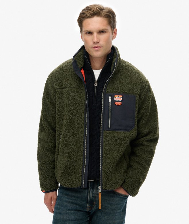 superdry Vintage Retro Borg Fleece Jacket