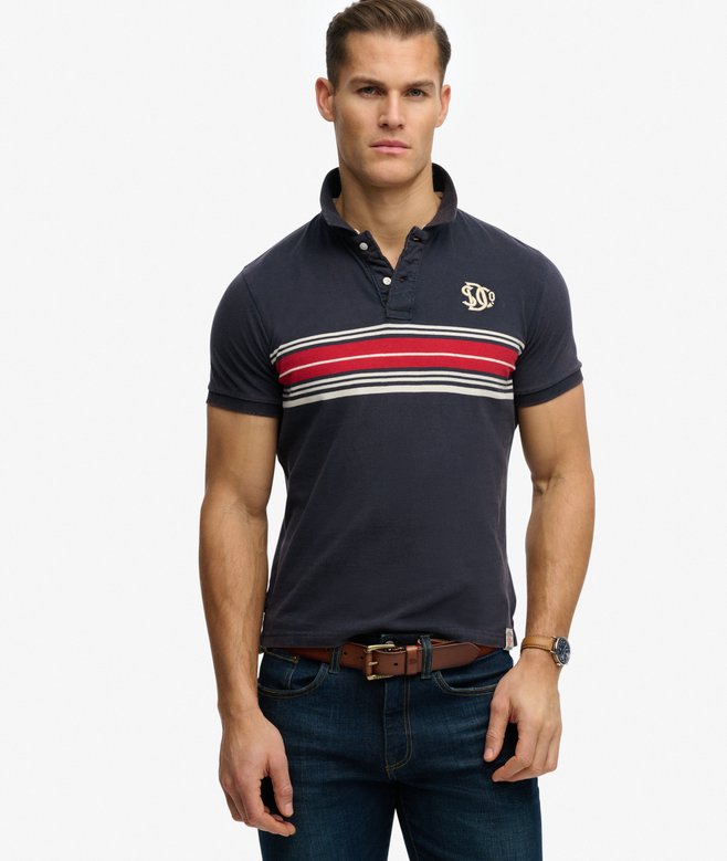 superdry Vintage Stripe Jersey Polo Shirt