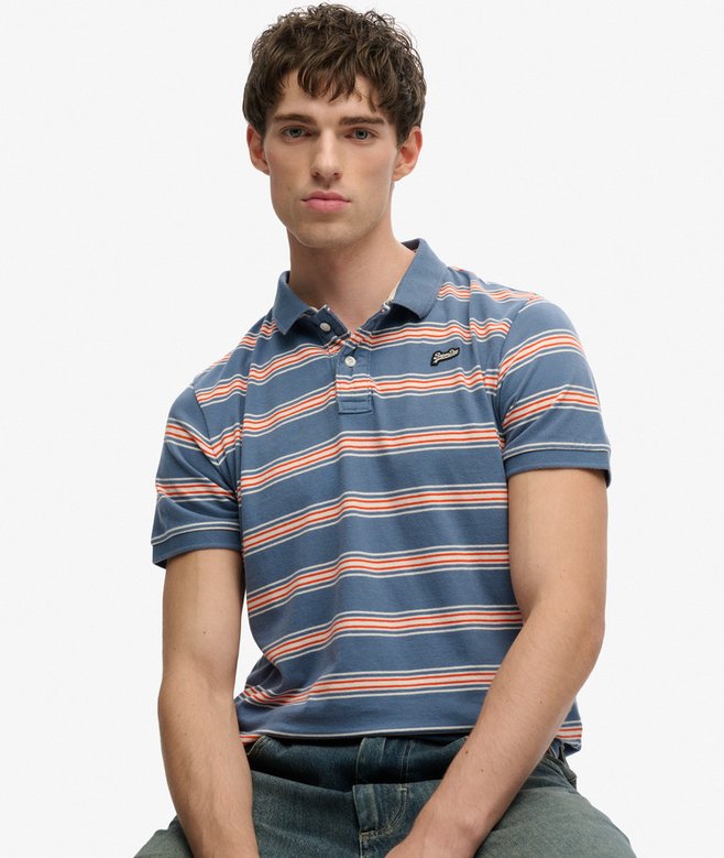 superdry Vintage Stripe Jersey Polo Shirt